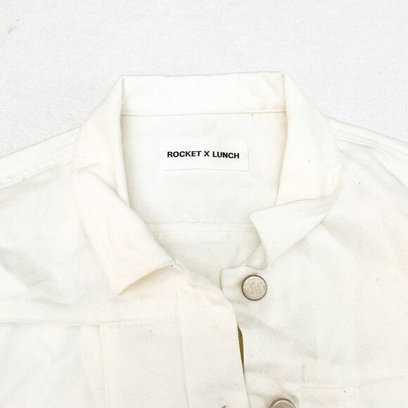 Rocket x Lunch Cutout Designer Denim Jacket White Size Small - Picture 3 of 4
